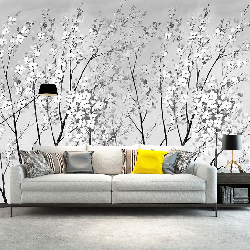 Big Photography Sakura Blossoms Mural Wallpaper Guest Room Decorative Wall Art in Soft Color, Made to Measure
