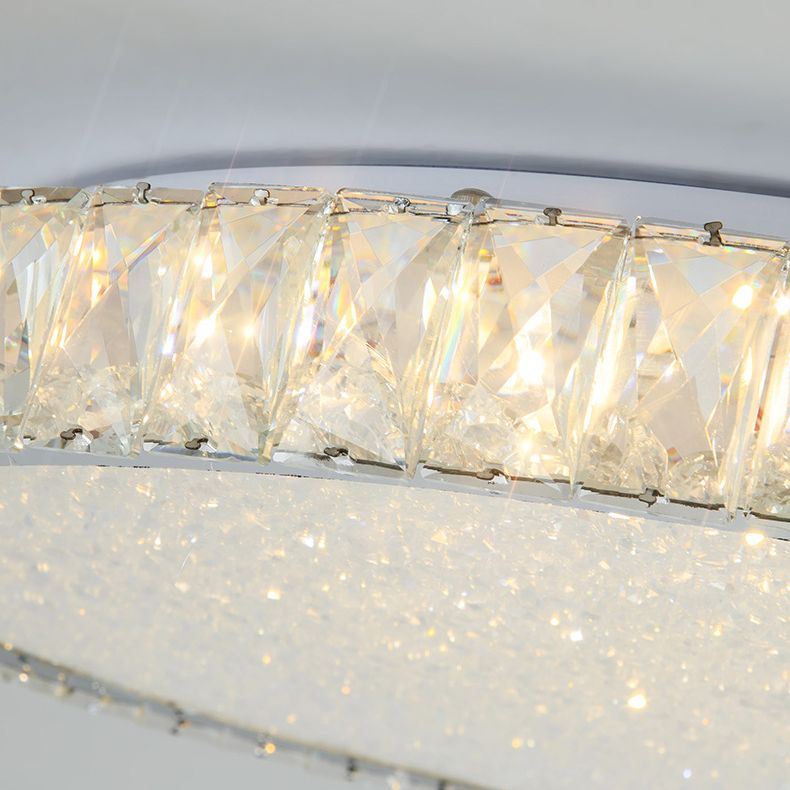 Lámpara de techo LED circular de acero inoxidable, montaje empotrado de cristal de estilo minimalista moderno para sala de estar