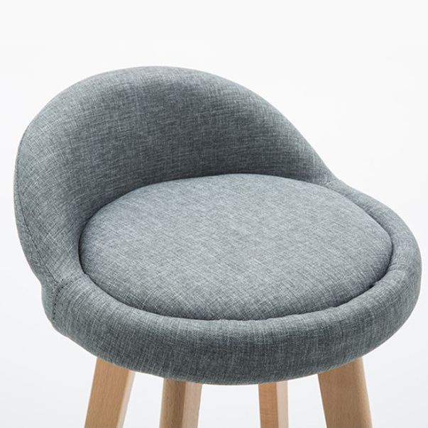 Contemporary Wood Stool Backrest Fabric Counter Stool for Restaurant