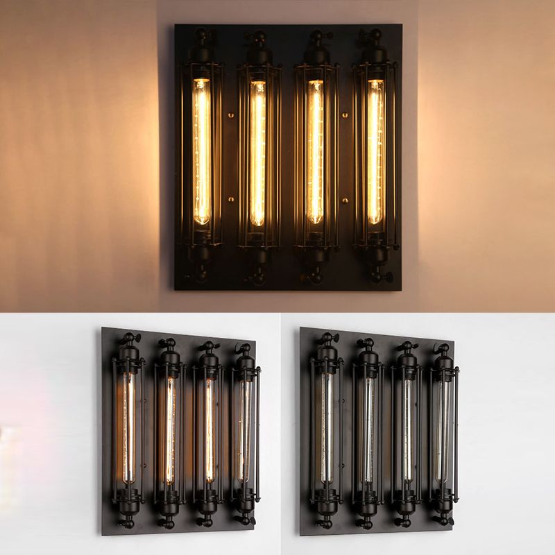 Industrial Black Metallic Lighting Flush Mount Wall Light for Living Room