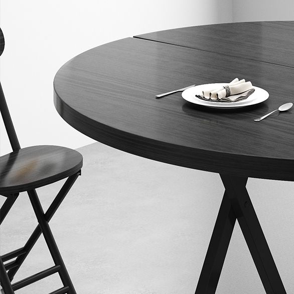 Standard Wooden Too Dining Table Set with Black Metallic Legs for Dining Furniture