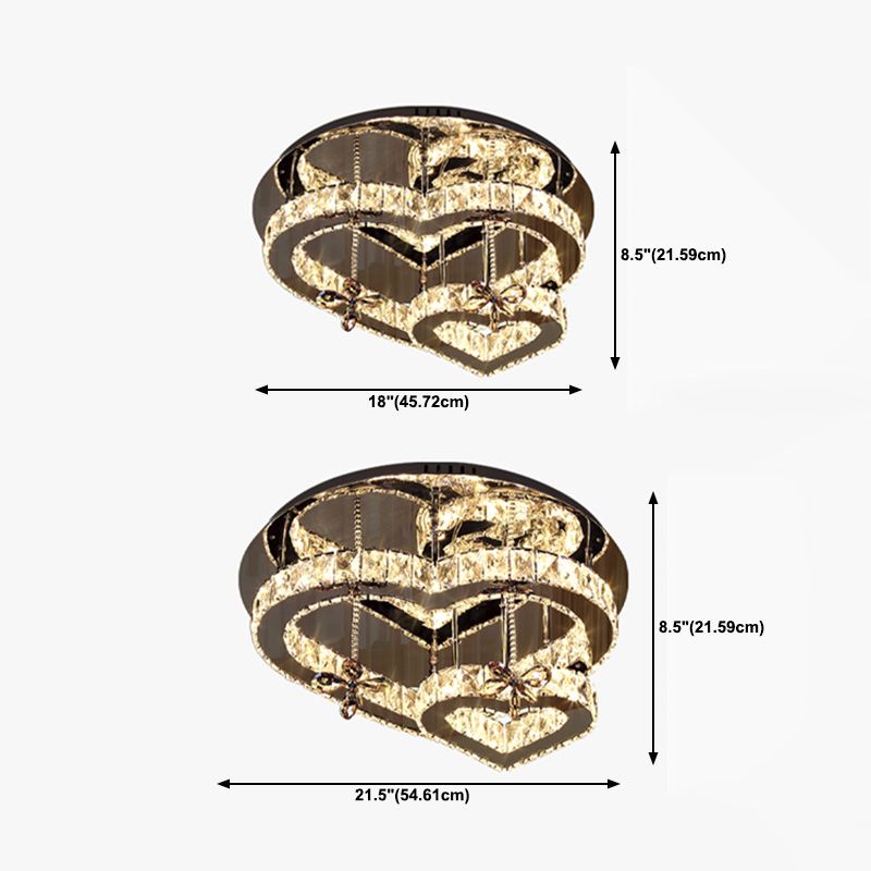 Corazón contemporáneo Flush Lighting Crystal 2 Luz de techo de luz de luz