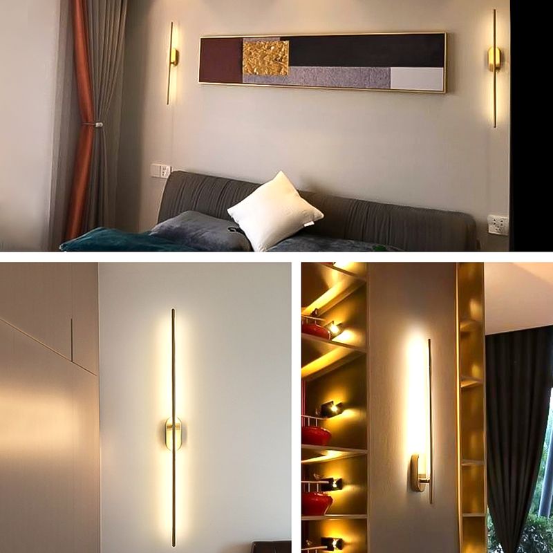 Linear LED Wall Light Sconces Modern Minimalist Style Copper Wall Lights