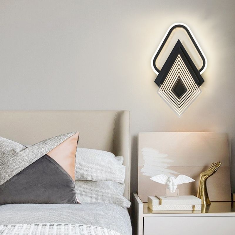 Contemporary LED Wall Mount in Black / Gold Metal Geometric Wall Fixture