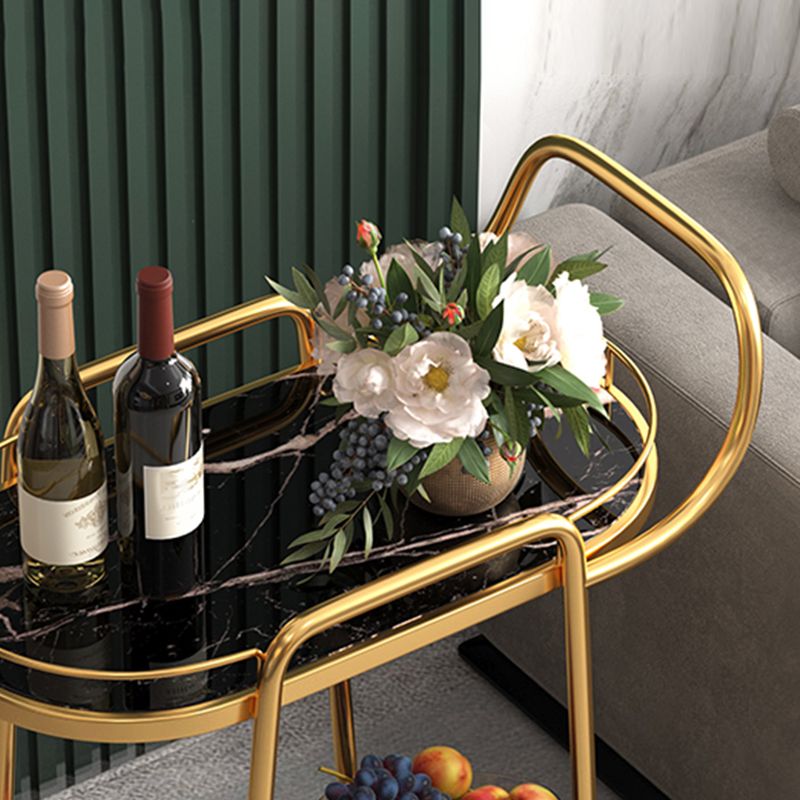 32.28" High Rolling Modern Style Prep Table Stone Prep Table for Dining Room