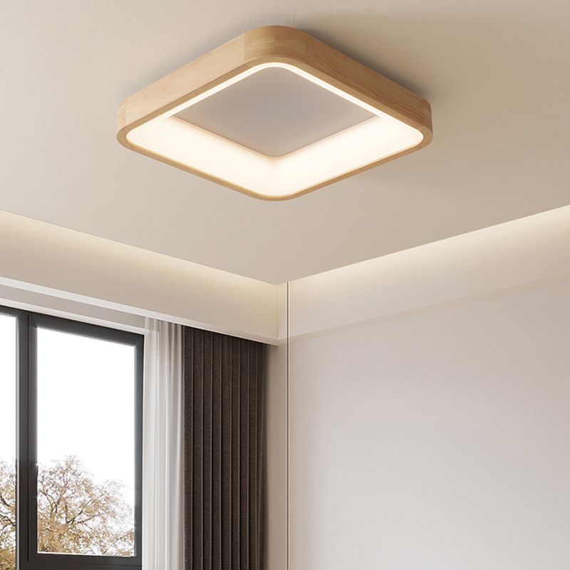 Wood Geometric Flush Mount Light Modern 1 Light Flush Mount Lighting Fixtures in Brown