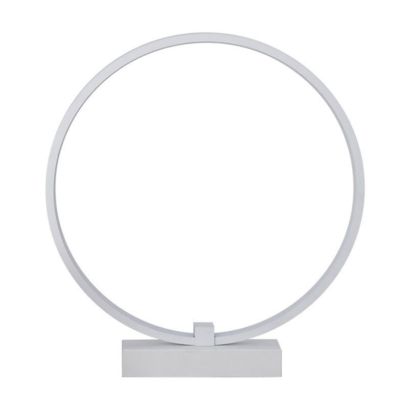 1 Light Circle Table Light Modernism Metal Night Table Lamps for Bedroom in White