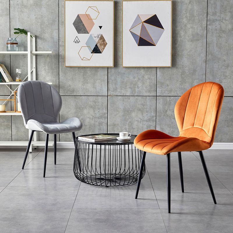 Home Scandinavian Side Chair Wingback Metal Upholstered Dining Room Chair