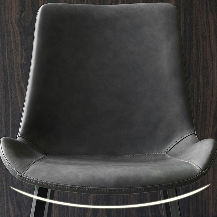 Faux Leather Dining Chairs Industrial Arm Solid Back Dining Side Chairs