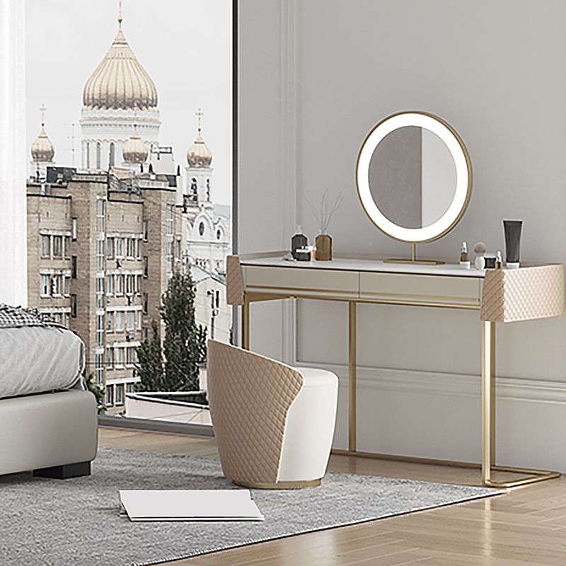 Bedroom Make-up Vanity in Matte Finish Stone Top Dressing Table