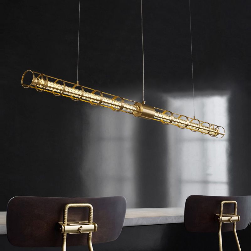Modern Dining Chandelier Pendant Dining Room Long Strip Crystal Hanging Lamp