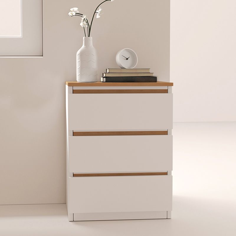 Modern White/Natural Chest with Wooden Drawers Rectangle Chest