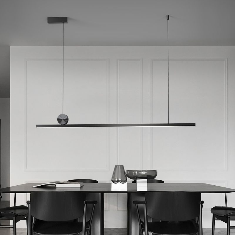 Style moderne linéaire îlot Light Metal 1-Light Island Éclairage en noir