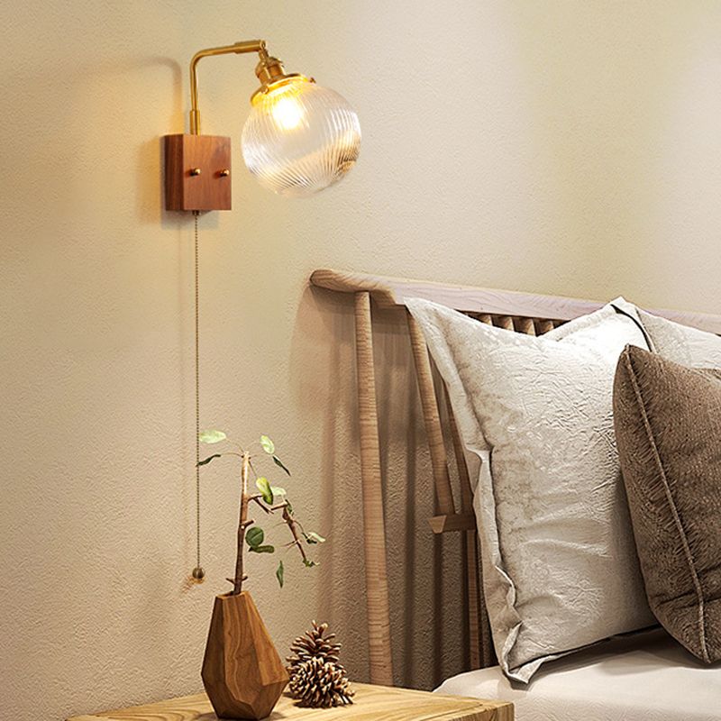 Modern Wood Curving Wall Sconce Geometric Shape Wall Light for Living Room