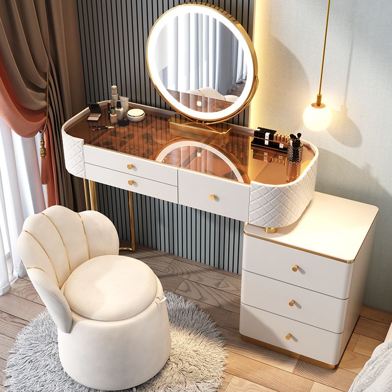 Glam Glass Makeup Vanity Desk Bedroom Vanity Dressing Table with Drawer