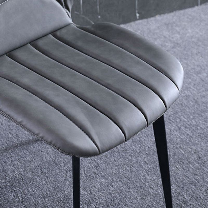 Faux Leather Kitchen Dining Chair Metal Base Armless Chair in Grey
