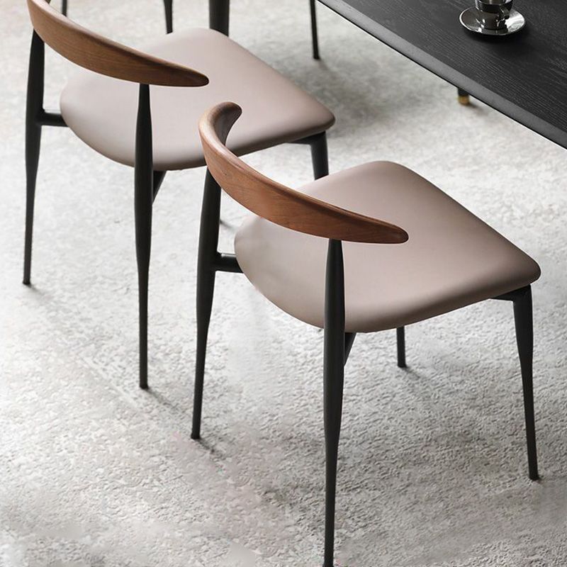 Metal Industrial Side Chair with Black Legs Metallic Finish Indoor Dining Chair