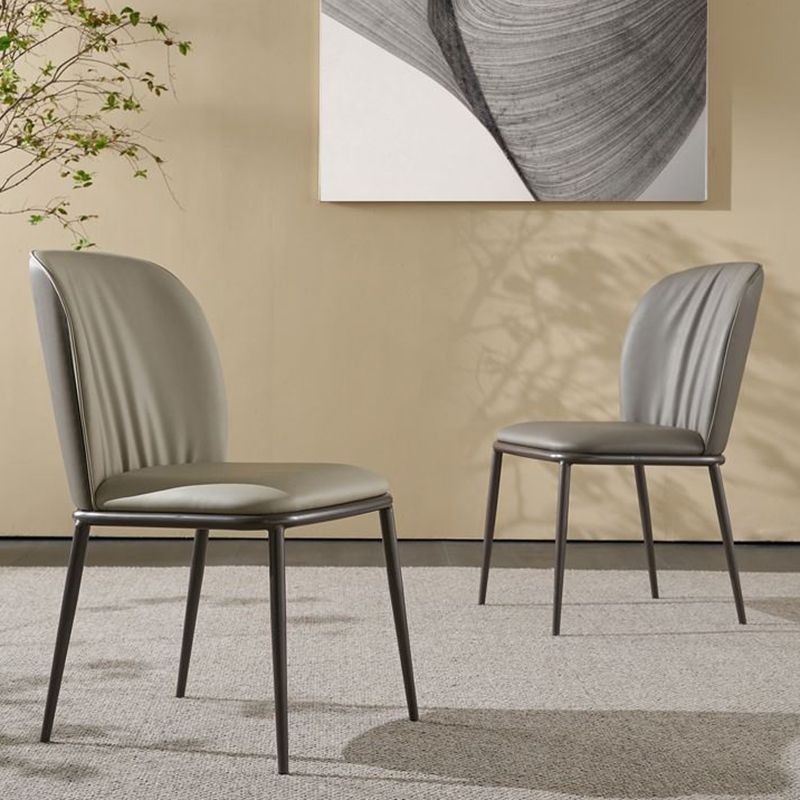 Contemporary Dining Chair Armless Dining Chairs with Metal Legs for Kitchen