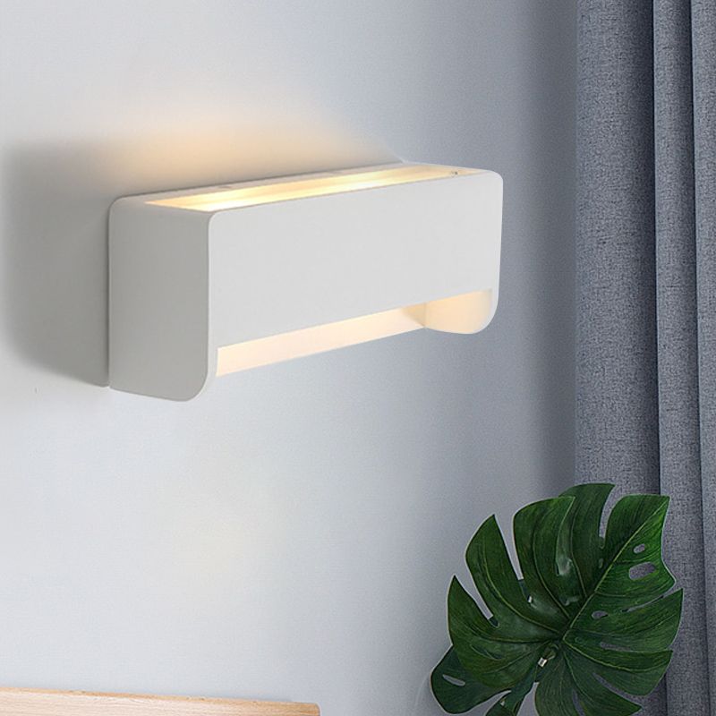 1-Bulb Bedside LED Wall Lighting Modernism White Finish Sconce Lamp with Rectangle Gypsum Shade