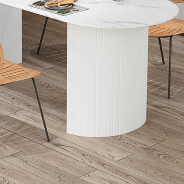 Modern Oval Dining Table Wood Double Pedestal Home Kitchen Dinner Table in White