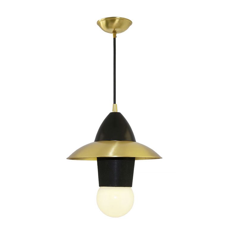 Robe épineuse suspendue pendante tissu du milieu du siècle 1-Light Room de salon plafond en noir et or