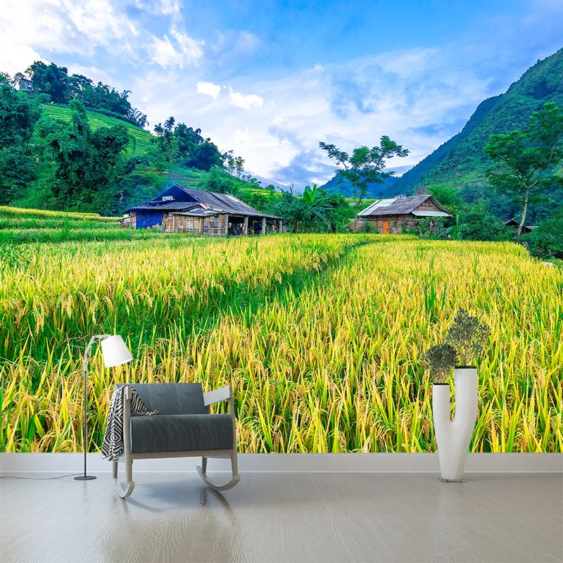 Wheat Field Mural Stain Resistant Wall Art for Dining Room, Optional Size