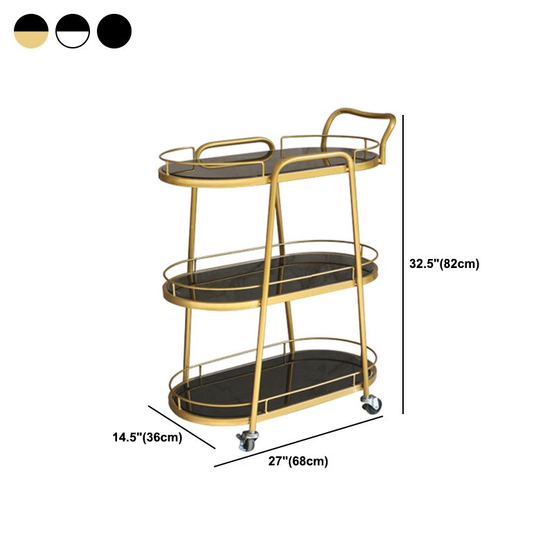 32.28"H Rolling Modern Prep Table Metal Oval Prep Table for Dining Room