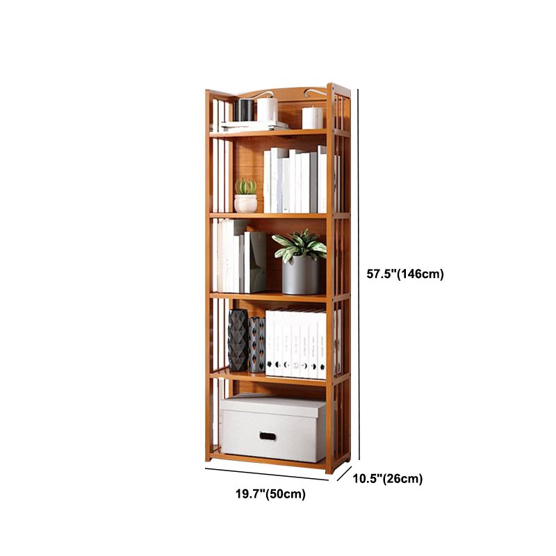 Modern Vertical Bamboo Shelf Etagere Espresso Shelf Bookcase for Bedroom