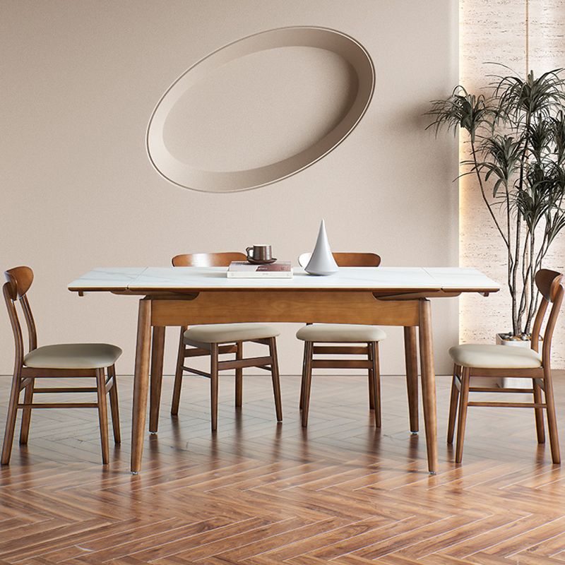 Modern Rectangle Dining Table Stone Top Extension Dining Table