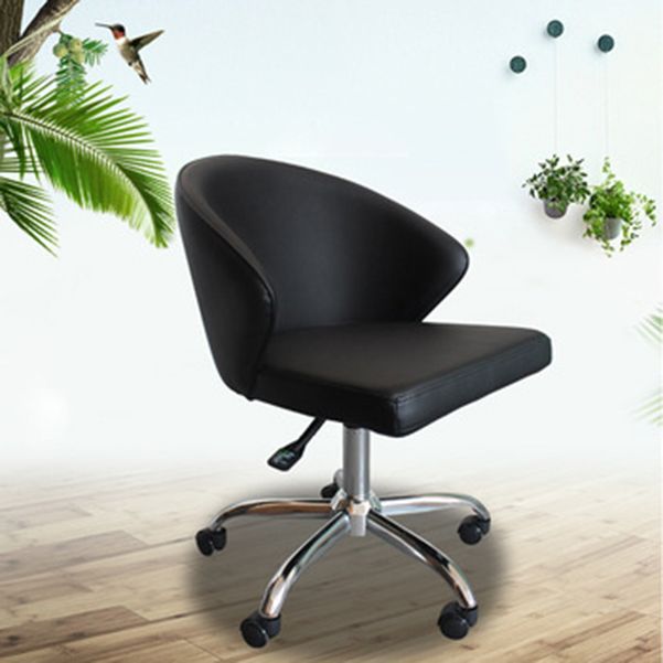 Modern Armless Black Office Chair Height-adjustable Chair with Wheels