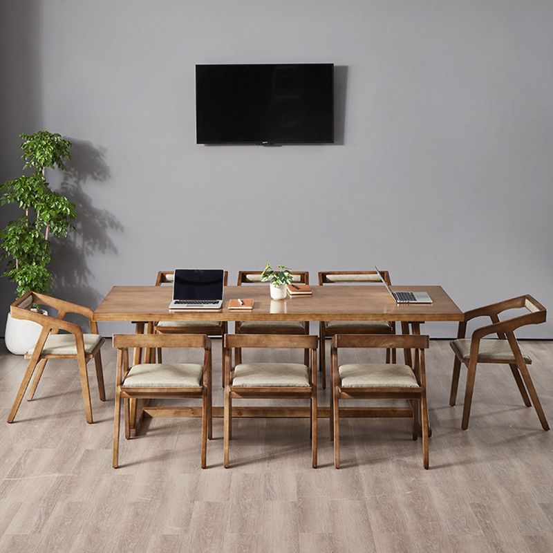 Mesa de comedor blanca de madera maciza rectángulo Simplicidad Mesa base de caballete para comedor