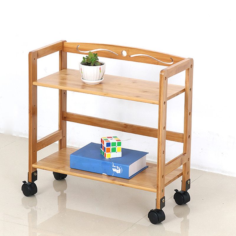 Natural Urban Etagere Bookshelf Manufactured Wood Bookcase with Caster Wheels