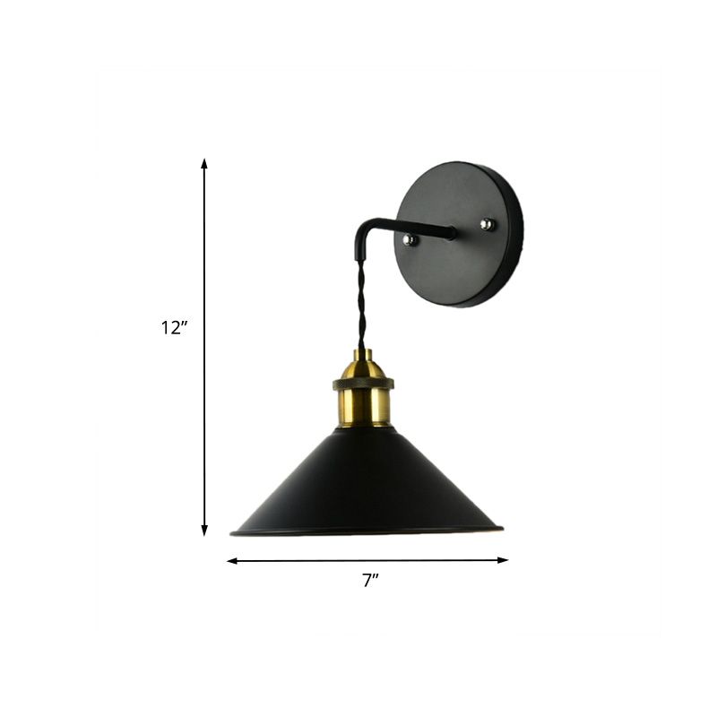 1 Kopfwandlicht mit konischem Schatten Metall Industrial Style Esstischleuchte in Schwarz