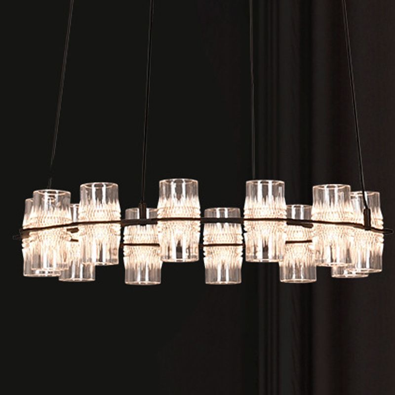 Modern Nordic Pendant Light Metal Linear Chandelier for Dining Room