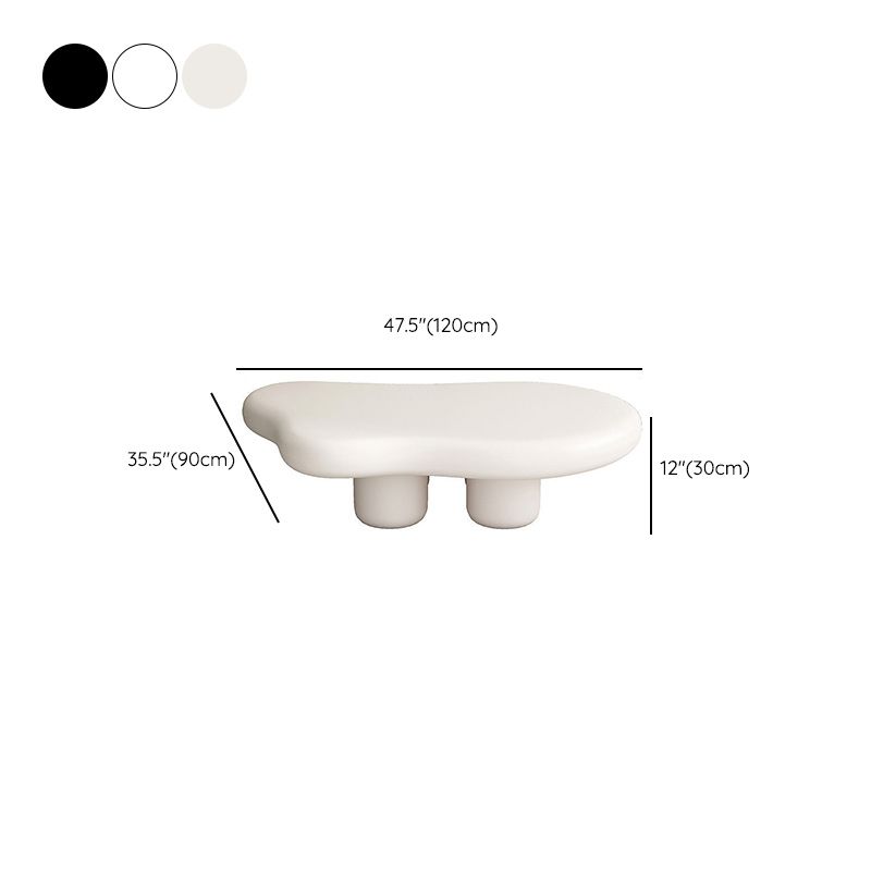 11"H Contemporary Coffee Table Wooden 2 Legs Coffee Cocktail Table