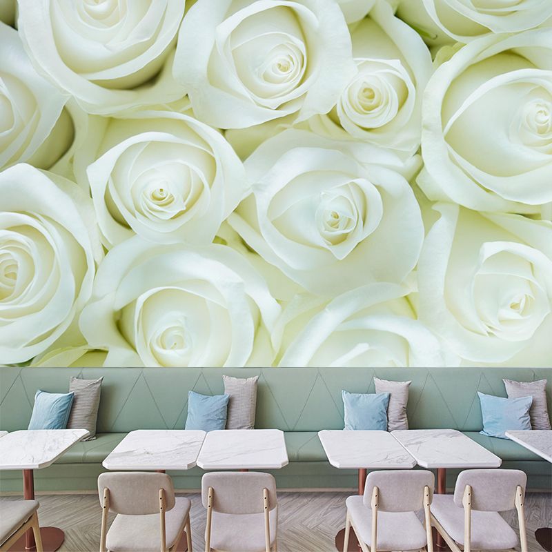 Beautiful Roses Wall Covering for Living Room Contemporary Moisture-Resistant Mural