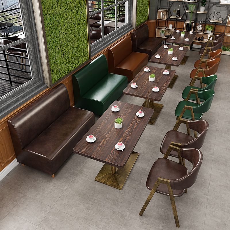 Glam Faux Leather Kitchen Dining Side Chairs Open Back Dining Side Chair