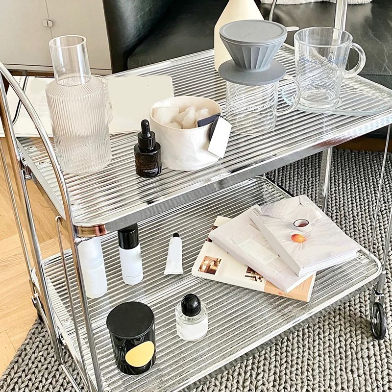 Modern Clear 23.6" End Table Rectangular Glass Side Table with Shelf