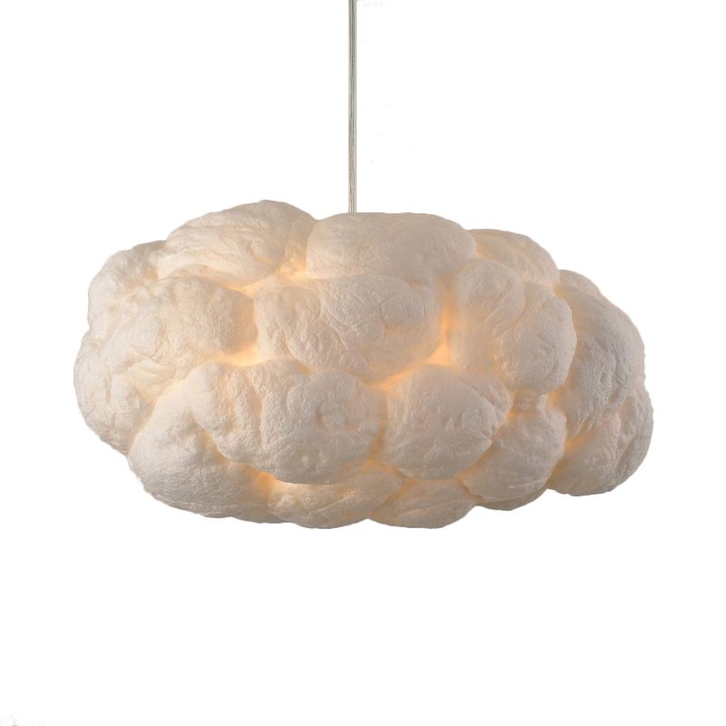 Algodón de algodón de luz colgante de nube de estilo contemporáneo 1/2/4 ligero en blanco, 14 "/16" W