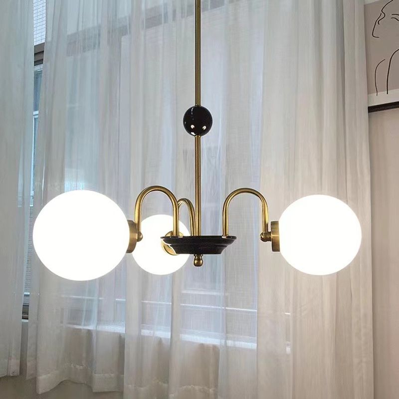 Spherical Shape Chandelier Light Modern Style Glass Multi Light Hanging Lamp for Kitchen