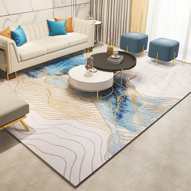 Modern Room Rug Multi Colored Abstract Pattern Rug Polypropylene Non-Slip Pet Friendly Carpet