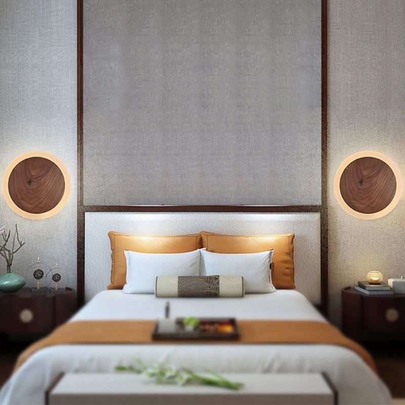 Geometric Shape Wood Wall Light Fixture Modern Style Wall Lamp for Living Room