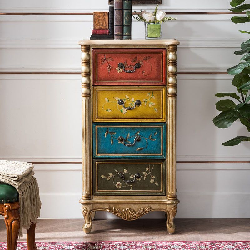 Traditional Style Storage Chest Vertical Lingerie Chest with 3 / 4 Drawers