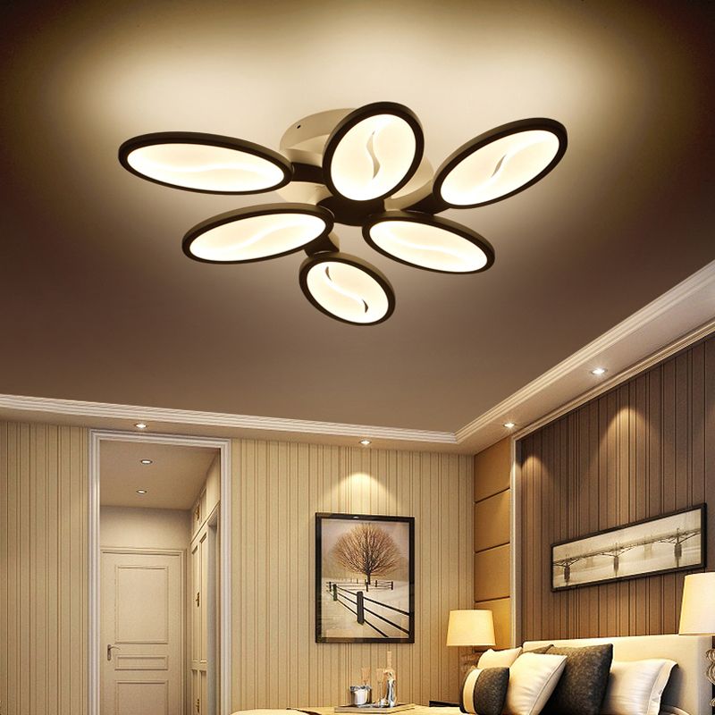 Ramo ovale acrilico semifulto semifulco contemporaneo 6/9/12 luci bianche a LED vicino alla lampada a soffitto in luce calda/bianca