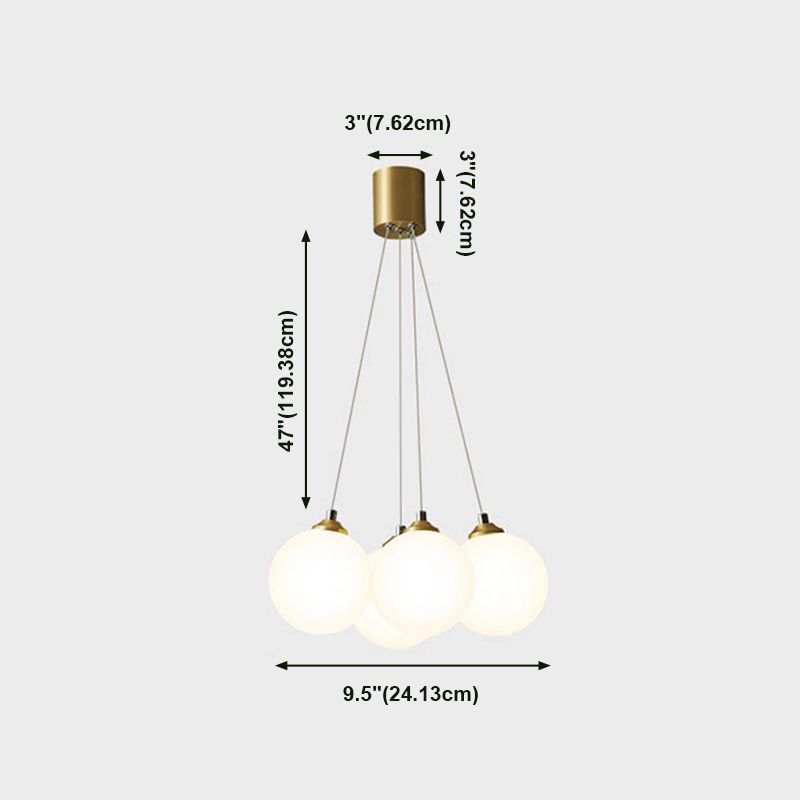 Moderne modische Globus Hanging Lampe Kupfer Innenheizlicht mit weißem Glasschatten