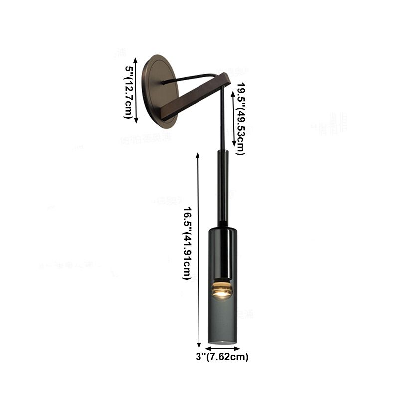 Half Cylinder Shade Crystal Wall Sconce Modern 1 Light Wall Mount Light Fixture in Black