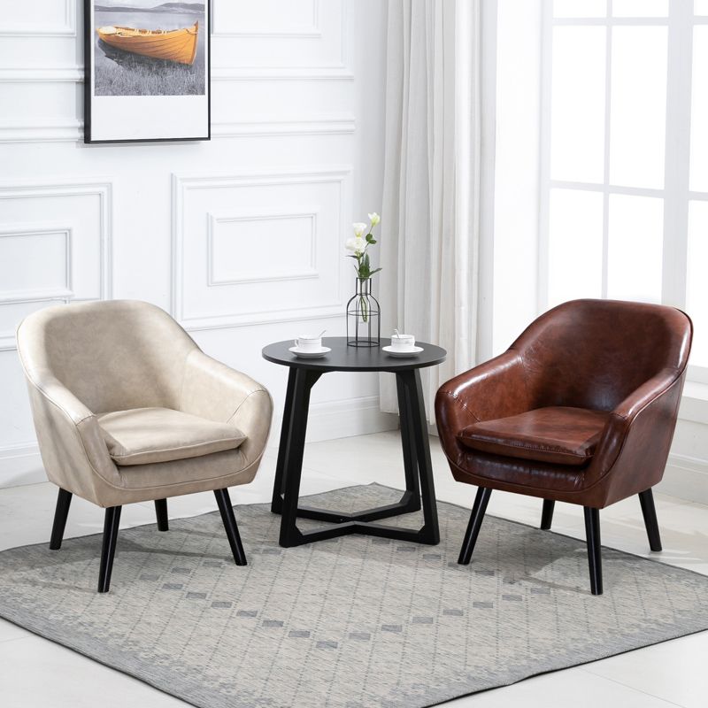 Contemporary Style Upholstered Arm Chair Solid Back Dining Side Chairs for Home Use