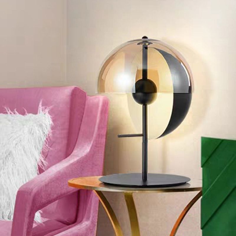 Post-modern Style Simplicity Glass Table Lamp Hemisphere Creative Lighting Fixture for Bedroom