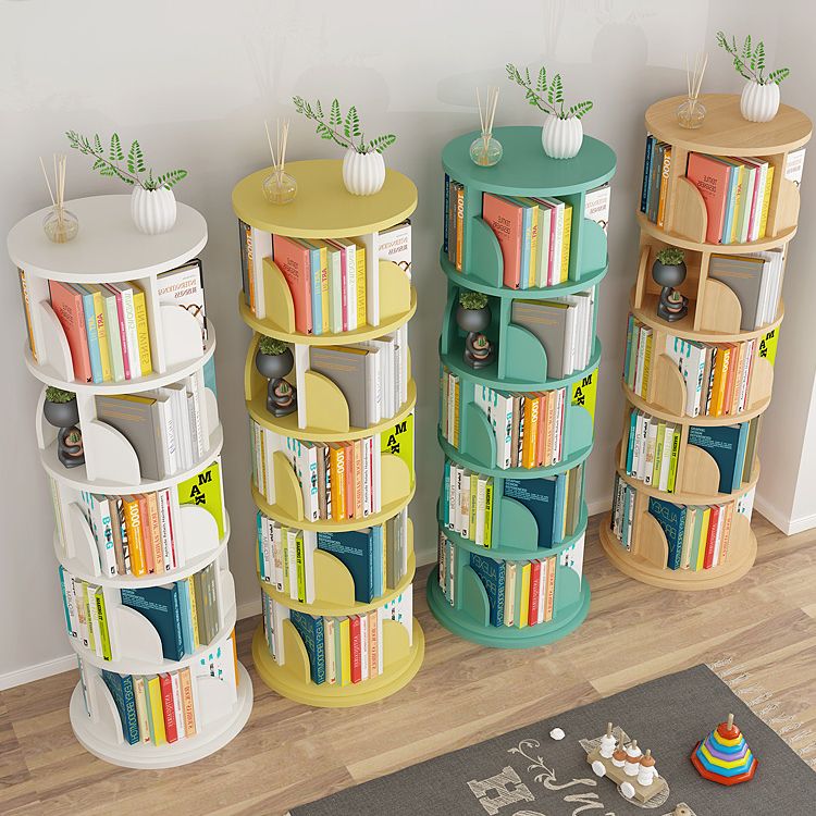 Open Wooden Bookshelf Modern Home Living Room Revolving Bookcase