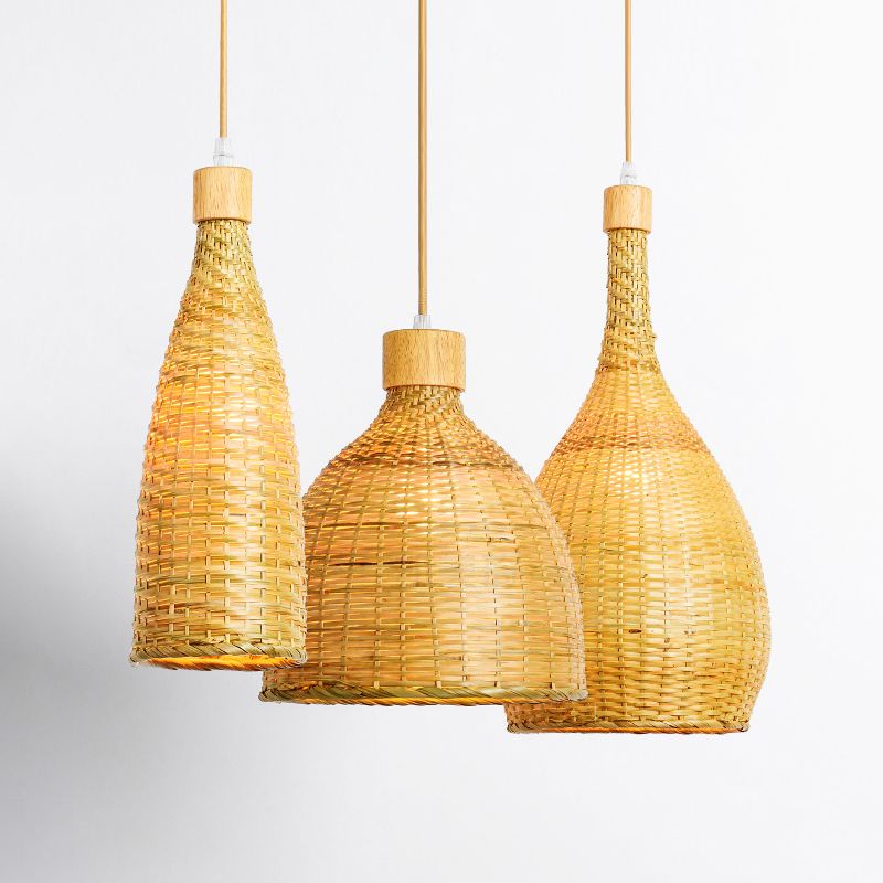Bamboo Hanging Light Household Pendent Lighting Fixture for Sitting Room